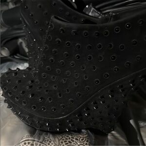 Black Studded Platform Booties